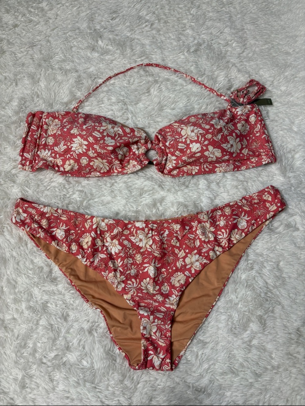 NWT J. Crew Bandeau O-Ring Top And Matching Swim Bottoms Size 3X Floral Print